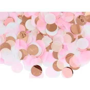 Party dekorace Mix papírových a foliových konfet kolečka bílá růžová zlatá 15g 2,5cm