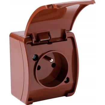 Elektrická zásuvka Elektrická zásuvka nástěnná hermetická ViPlast hnědá 161-02