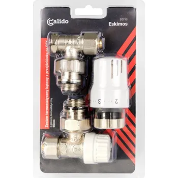 Ventil Termostatická sada radiátorového ventilu ROHOVÁ 1/2" (DN15) s přechodem na PEX 16 ESKIMOS