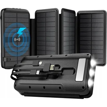Powerbanka SOLÁRNÍ POWERBANKA INDUKČNÍ 30000mAh 22,5W SVÍTILNA 5xUSB PD RYCHLÉ NABÍJENÍ