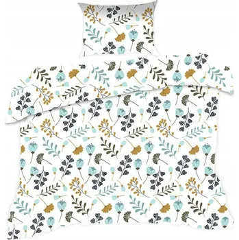 Povlečení Povlečení 140x200 bílé s modrými květy a větvičkami Classic