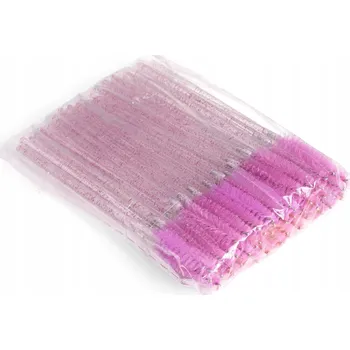 Přípravek na oči Kartáčky na Řasy a Obočí Spirálky Na Jedno Použití Třpytivé Fuchsia 50 ks