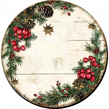 Vánoce Keramické podložky pod hrnek x4 Vánoční větvičky s červenými bobulemi