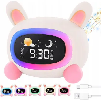 Hodinky HODINKY NA TRÉNINK SPÁNKU PRO DĚTI KRÁLÍK NOČNÍ LAMPA USB 1800MAH KRÉMOVÁ