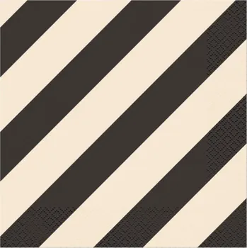 Papírový ubrousek Papírové ubrousky s proužky (černo-béžové) 33 x 33 cm, 20 ks