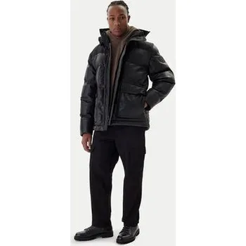 Pánská větrovka Boss Kožená bunda Jolam 50522219 Černá Relaxed Fit 48