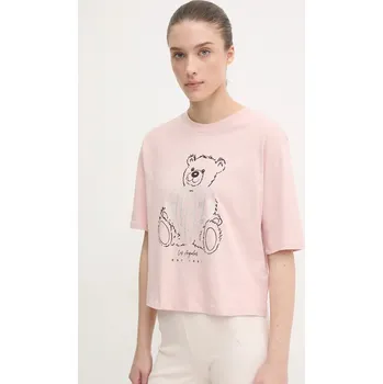 Bavlněné tričko Guess RHINESTONE růžová barva, V5RI09 I3Z14 V5RI09.I3Z14 03X, vel. L