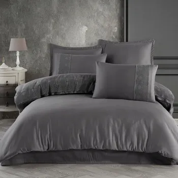 Povlečení Povlečení bavlněné 220x200 satén s krajkou šedé