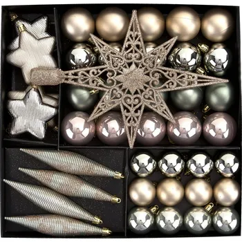 Vánoční ozdoba Sada koulí s hvězdou, zlato/stříbro 3301