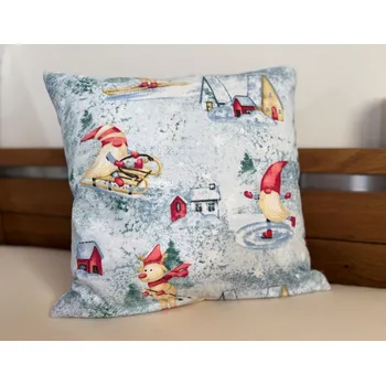 Dekorativní polštářek Podpěrová s.r.o. Vánoční polštář SKŘÍTCI A DOMEČKY Velikost: 40x40 cm BAVLNA N