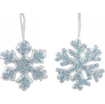 Vánoční dekorace Přívěsek SNĚHOVÁ VLOČKA Sněhová vločka polystyrenová bílá opalizující 11 cm