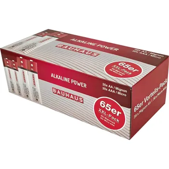 Článková baterie BAUHAUS Alkaline Power Baterie LR6, LR03, AA + AAA, 1,5 V, 65 ks 231-866000
