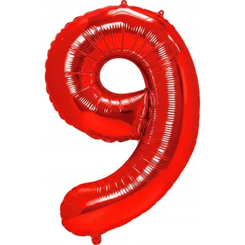 Balónek Fóliový balónek ČÍSLICE 9 červený, obří, 100 cm na narozeniny, dekorace