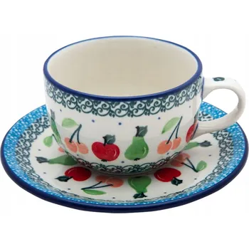 ŠÁLEK 200 ml s podšálkem Ceramika Artystyczna Bolesławiec 2724 OVOCE