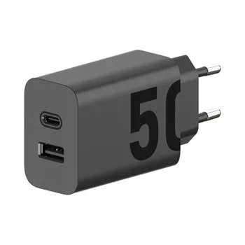 Motorola TurboPower 50W Dual port nabíječka 1x USB-A + 1xUSB-C bez kabelu černá, bulkTech-Protect PC6X6 prodlužovací kabel 2m 6x zásuvka, 3x USB-A 3x USB-C