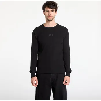 Pánské tričko Tričko GAP Ls Waffle Mini Logo Crew Tee Black M