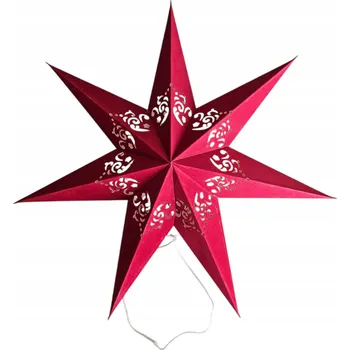 Vánoční dekorace VELKÁ SAMETOVÁ HVĚZDIČKA kartonová 3D hvězdička vánoční 55 CM SVÍTÍCÍ LED