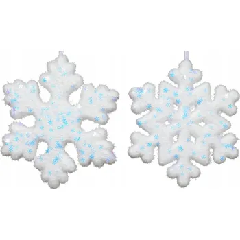 Vánoční dekorace Sada 2 vánočních ozdob, pěnové závěsné sněhová vločka, 11 cm