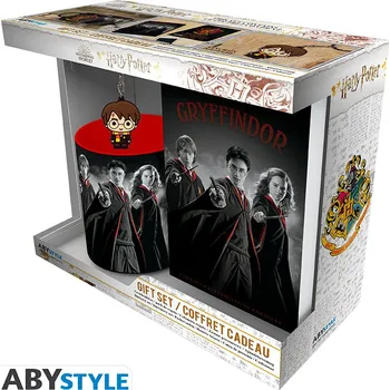 HARRY POTTER, hrnek 320ml, klíčenka, zápisník Harry, Ron, Hermiona