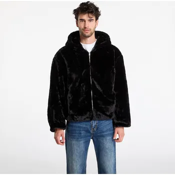 Pánská mikina Mikina Urban Classics Full Zip Faux Fur Hoodie Black XL