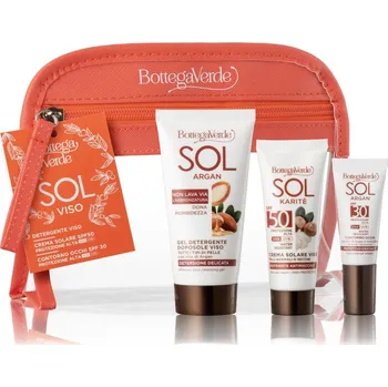 Přípravek na opalování Bottega Verde Sol Bottega Verde SOL Argan čisticí pleťový gel po opalování 50 ml + Bottega Verde SOL Karitè opalovací krém na obličej SPF 50 20 ml + Bottega Verde SOL Argan voděodolný krém na opalování SPF 30 5 ml