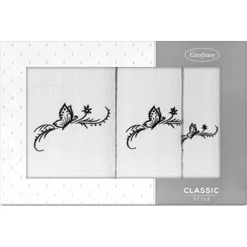 Držák na ručník Sada ručníků 3ks Eurofirany Fairy bílá+černá