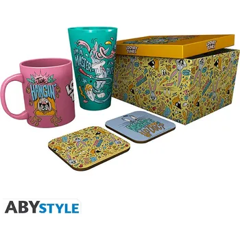 LOONEY TUNES, XXL sklenice, hrnek, 2 podtácky, dárkové balení