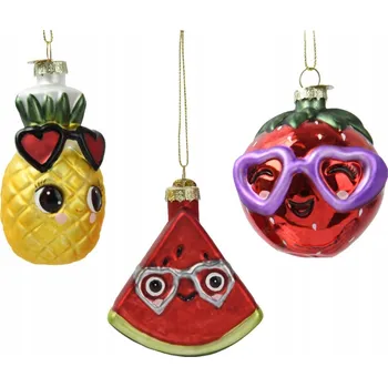 Vánoční dekorace Skleněná vánoční Vánoční Koule Okouzlující OVOCE ve skleničkách na vánoční stromeček 9 Cm