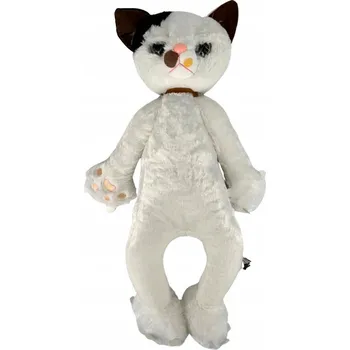 plyšák Plyšák Plyšák Hračka Bílý Kočka s Černým Ouškem 40cm