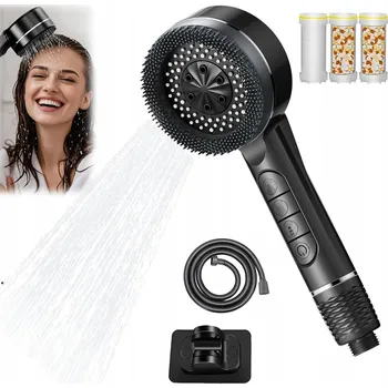 Sprchová hlavice ČERNÁ SPRCHOVÝ SET 4funkční sprchová hlavice + hadice + držák tryska