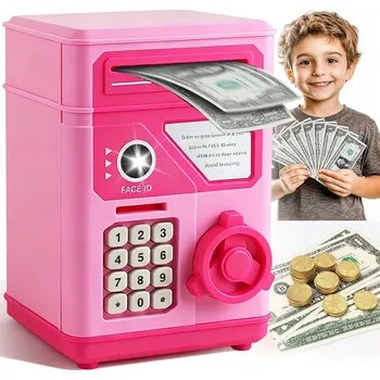 Pokladnička POKLADNIČKA SEF NA BANKOVKY A MINCE S KÓDEM PIN - BANKOMAT PRO DĚTI