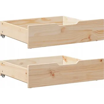 Postel Šuplík pod postel z masivního borovicového dřeva, 65 x 55 x 17 cm, surová