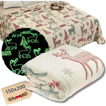 deka Vánoční deka SVÍTÍCÍ VE TMĚ 150 x 200 cm TEPLÁ PŘEHOZ