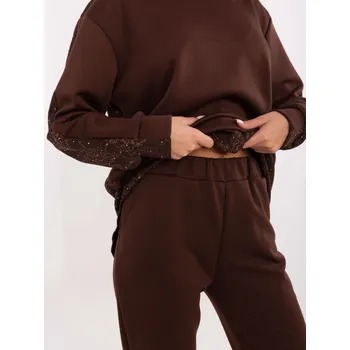 Tmavě hnědá tepláková souprava Italy Moda hnědá 3452018