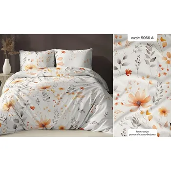 Povlečení Povlečení saténové 160x200 bílé béžové listy na zip - Karo Satin