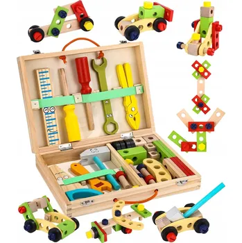 Dřevěná hračka Dřevěné Nářadí v Krabičce – Sada pro Kutily a Děti