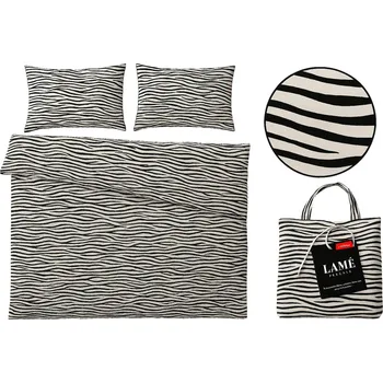 Povlečení Elegantní perkálové povlečení s lemováním 160x200 PERKÁLOVÉ černobílé zebra