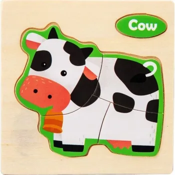 Dřevěná hračka Dřevěné puzzle Stavebnice KRÁVA KRAVIČKA MONTESSORI
