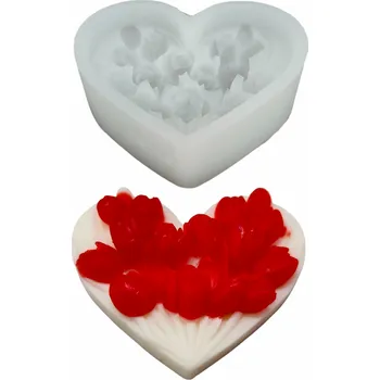 Silikonová forma na výrobu mýdla – srdce s tulipány