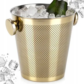 Nádoba na led Velký KYBLÍK NA LED na led, láhev šampaňského, vína, alkoholu, vodky – ZLATÝ