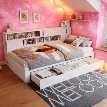 Postel Jednolůžková dřevěná postel Arhatreya 90x200 cm bílá