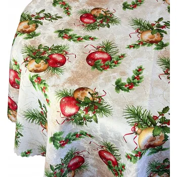 ubrus Ubrus Vánoční Odolný Skvrnám Koule Kruh prům. 140 cm