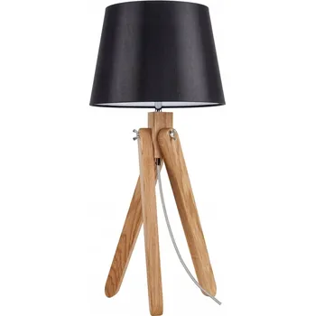 Lampička SPOTLIGHT Dřevěná Stolní Lampa 1xE27 40W Dub Olejovaný a Černé Stínidlo