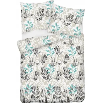 Povlečení Povlečení 160x200 Premium Vigo Flower listy béžová mátová