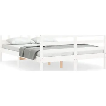 Postel Dřevěná postel borovice bílá 205,5 x 125,5 x 100 cm