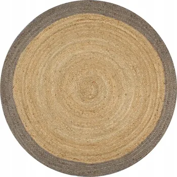 Koberec Koberec z Juty Ručně Pletený, Dvoubarevný Přírodní a Šedý, Ø 150 cm