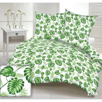 Povlečení Povlečení 140x200 zelené listy Monstera palmové větve oboustranné zip