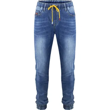 Pánské džíny Pánské modré džíny a joggery s vázáním Pri modrá 3432019