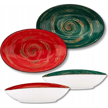 Mísa oválná SALÁTOVÁ MÍSA porcelánová zelená červená WILMAX 25x16,5x6 cm