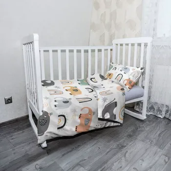 Povlečení Sablio Mikroplyšové dětské povlečení do postýlky Animovaní sloni - 120x90 / 40x60